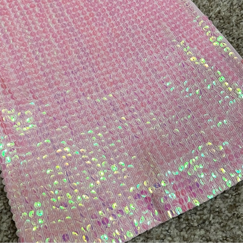 Vintage Y2K 2000s mcbling express pastel baby pink iridescent sequins tank top - Picture 2 of 8